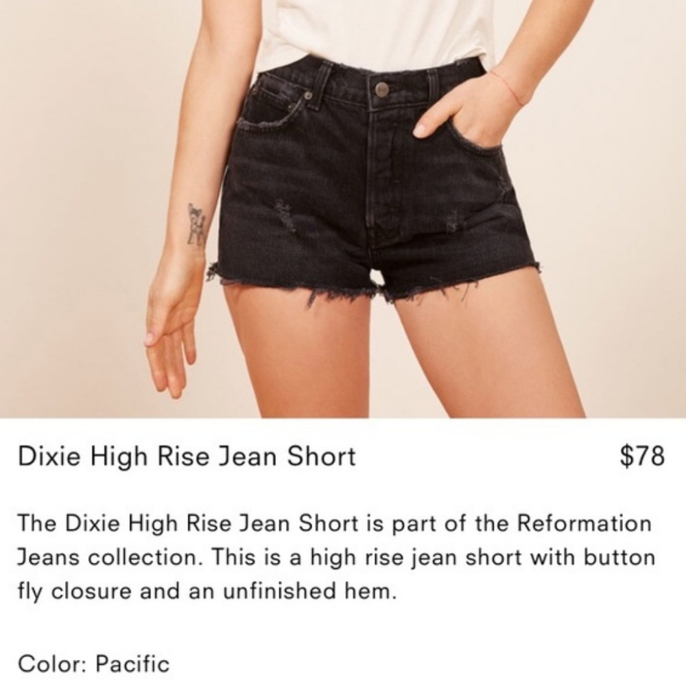 Reformation Dixie High Rise Jean Short NWT